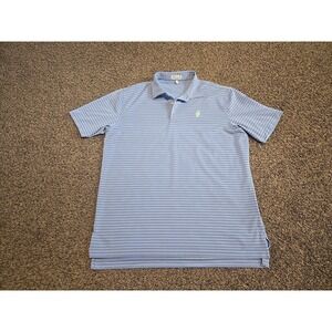 Peter Millar Polo Shirt Mens Large Pine Valley Golf Club Cotton Blue Striped